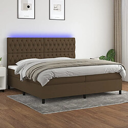 vidaXL Sommier à lattes de lit matelas et LED Marron foncé 200x200 cm 