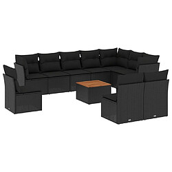 Maison Chic Salon de jardin 11 pcs avec coussins, Ensemble Tables et chaises d'extérieur noir résine tressée -GKD417969