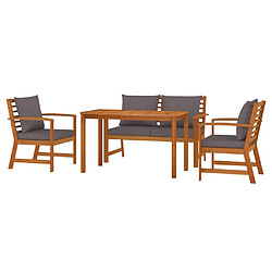 Avis Maison Chic Ensemble à manger d'extérieur 4 pcs avec coussins,Salon de jardin Bois acacia -GKD297163