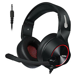 Chrono Casque Gaming pour PS4 Xbox One Ecouteur Gamer Stéréo avec Microphone Filaire Réglable Contrôle du Volume Bandeau Flexible pour PC Ordinateur Portable Tablette Mac Conférence Vidéo (Rouge - Noir)