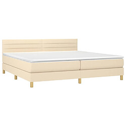 Avis vidaXL Sommier à lattes de lit et matelas et LED Crème 200x200cm Tissu