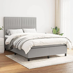 vidaXL Sommier à lattes de lit avec matelas Gris clair 140x190cm Tissu