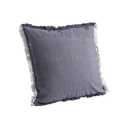 Aubry Gaspard Coussin en coton avec franges gris. Coussin en coton avec franges gris