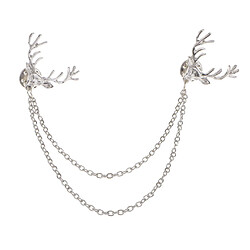 Mode Deer Head Elk Tips Double Chaînes Glands Collier Broches Broche Argent