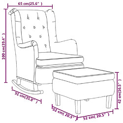 vidaXL Fauteuil avec pieds à bascule et tabouret Gris clair Tissu pas cher