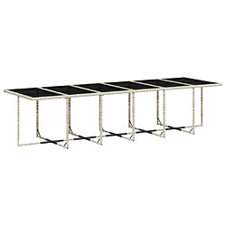 Acheter Maison Chic Ensemble à manger d'extérieur 17 pcs avec coussins,Salon de jardin,Mobilier de jardin gris clair rotin -GKD186985