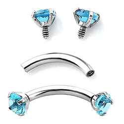 Acheter acier inoxydable zircon incurvé barre piercing sourcil bijoux turquoise