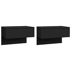 Maison Chic Lot de 2 Tables de chevet,Table de nuit,Table d'appoint pour salon murales Noir -MN29728