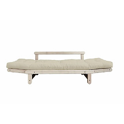 Inside 75 Banquette méridienne futon BEAT pin naturel tissu coloris beige couchage 75*200 cm. pas cher