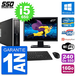 PC HP 8100 SFF Ecran 27" Intel Core i5-650 RAM 16Go SSD 240Go Windows 10 Wifi · Occasion 