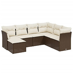 vidaXL Salon de jardin avec coussins 7 pcs marron résine tressée