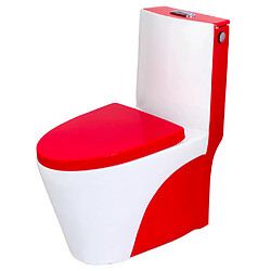 Loobow Toilette à poser couleur rouge et blanc Cuvette WC monobloc céramique