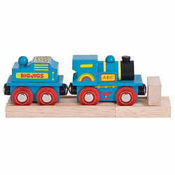 Bigjigs Rail Moteur de chemin de fer en bois ABC bleu