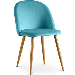 ICONIK INTERIOR Chaise de salle à manger accent velours tapissée scandi retro design pieds en bois - Evelyne Turquoise