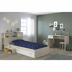 Youdoit Chambre enfant complete Tête de lit + lit + bureau - acacia clair et blanc