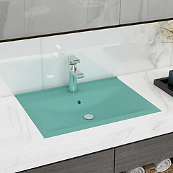 vidaXL Lavabo avec trou de robinet Vert clair mat 60x46 cm Céramique