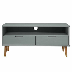 Acheter Maison Chic Meuble TV scandinave - Banc TV pour salon MOLDE Gris 106x40x49 cm Bois de pin massif -MN74520