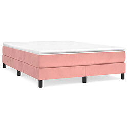 vidaXL Sommier à lattes de lit avec matelas Rose 140x200 cm Velours