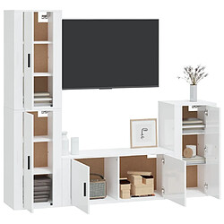 Avis Maison Chic Ensemble de meubles TV 4 pcs pour salon - Blanc brillant Bois d'ingénierie -MN97368