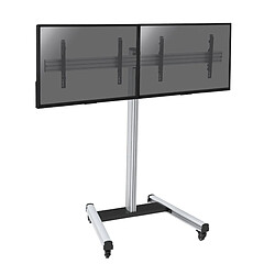 Kimex Support sur roulettes pour 2 écrans TV 50'' - 55'' - Hauteur 175cm