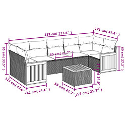 vidaXL Salon de jardin 8 pcs avec coussins noir résine tressée pas cher