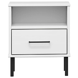 Avis vidaXL Table de chevet avec pieds en métal Blanc Bois pin massif OSLO