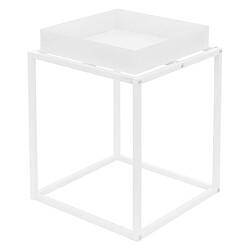 ML-Design Support pour Plantes, Métal Blanc, 35x35x46 cm, Carré, Empilable, Surface de Dépôt avec Bord Élevé, Plateau Amovible, Intérieur/Extérieur, Bac à Fleurs, Table d'Appoint, Porte-fleurs Moderne 