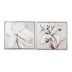 Pegane Ensemble de 2 tableaux peinture à l'huile sur toile,peinte à la main avec cadre en bois-Longueur 60 x Profondeur 4 x Hauteur 90 cm 