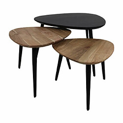 Mes Lot de 3 tables gigognes en acacia naturel et noir