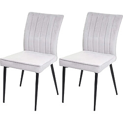 Decoshop26 Ensemble de 2 chaises de salle à manger en velours gris clair pieds en métal CDS04475