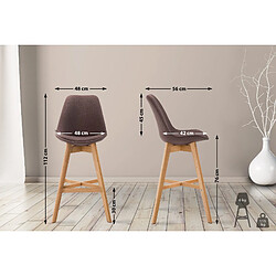 Non Lot de 2 tabourets de bar Cannes tissu naturel