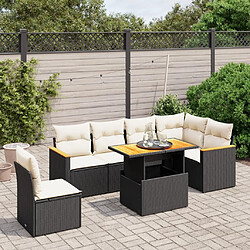 Maison Chic Ensemble Tables et chaises d'extérieur 7pcs avec coussins,Salon de jardin noir résine tressée -GKD502475