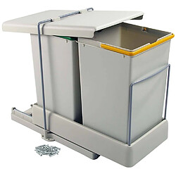 Emuca Poubelle de recyclage extraction automatique 2 conteneurs de 14 litres.