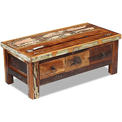 Acheter vidaXL Table basse à tiroirs Bois de récupération 90x45x35 cm