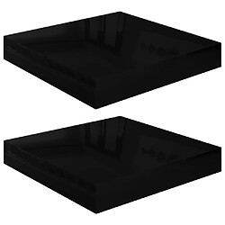 vidaXL Étagère murale flottante 2 pcs Noir brillant 23x23,5x3,8 cm MDF