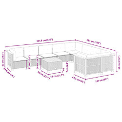 vidaXL Salon de jardin 10 pcs avec coussins noir résine tressée pas cher