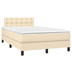 Avis Maison Chic Lit adulte- Lit + matelas + LED,Sommier à lattes de lit matelas et LED crème 120x190 cm tissu -GKD33423