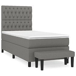 vidaXL Sommier à lattes de lit avec matelas Gris foncé 100x200cm Tissu