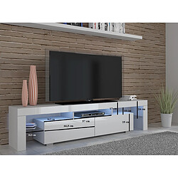 BIM FURNITURE Meuble TV 190 cm - blanc mat / blanc brillant avec LED