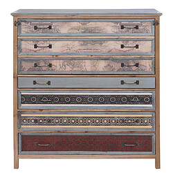 Mendler Scriban HWC-A43, commode, armoire, bois massif de sapin, vintage patchwork 113x99x36cm