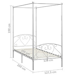 Acheter vidaXL Cadre de lit à baldaquin sans matelas blanc métal 120x200 cm