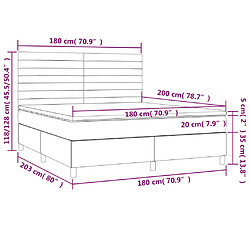 vidaXL Sommier à lattes de lit et matelas et LED Gris foncé 180x200 cm pas cher