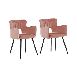 Beliani Chaise de salle à manger Set de 2 Velours Rose pastel SANILAC