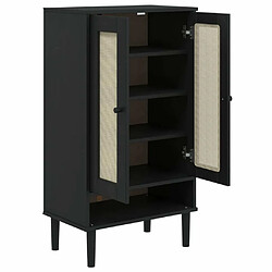 Acheter vidaXL Armoire à chaussures SENJA aspect rotin noir bois massif