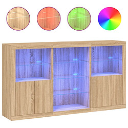 Maison Chic Commode Buffet - Meuble de rangement avec lumières LED chêne sonoma 181,5x37x100 cm -GKD52585