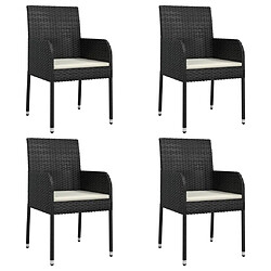 Maison Chic Lot de 4 Chaises de jardin,Fauteuil d'extérieur avec coussins Résine tressée Noir -MN71104