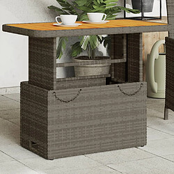 vidaXL Table de jardin gris 90x55x71cm Résine tressée et bois d'acacia