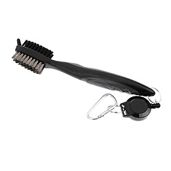 Double Sides Golf Club Brush Groove Cleaner Avec Chaîne Rétractable Black