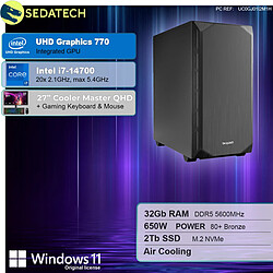 Sedatech Pack PC Gamer Silent Silent • Intel i7-14700 • 32Go DDR5 • 2To SSD M.2 • Windows 11 • Moniteur 27"