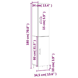 vidaXL Buffet haut Gris béton 34,5x34x180 cm Bois d'ingénierie pas cher